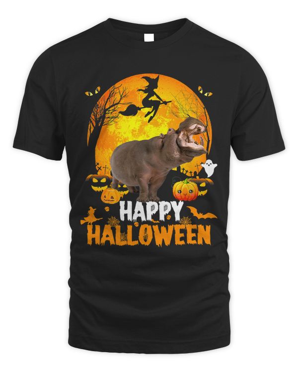 Hippo Dog Happy Halloween Day With the Moon And Pumpkin 85