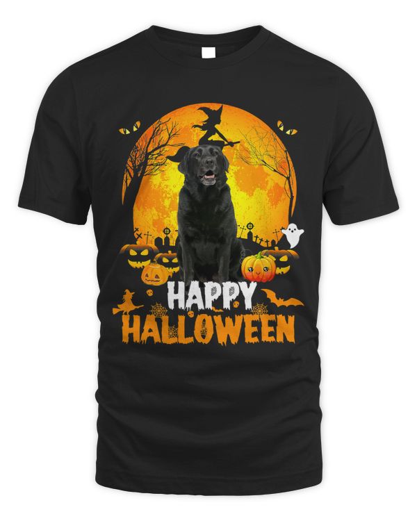Black Lab Dog Happy Halloween Day With the Moon And Pumpkin 80