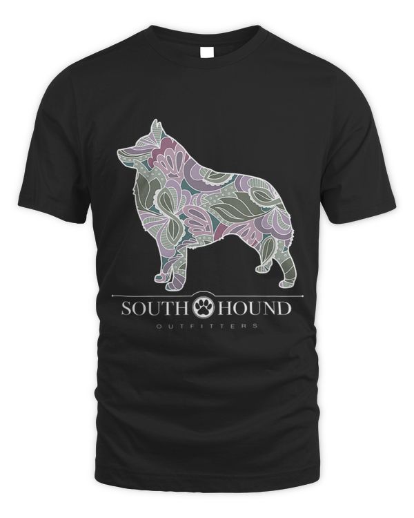 Schipperke Dog Sage Blush Floral Pattern