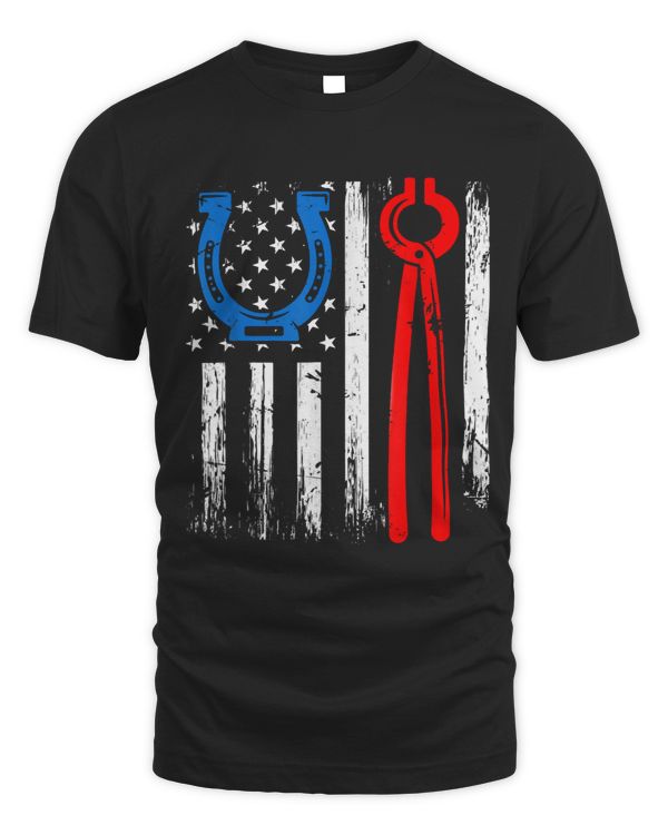 US American Flag Farrier Hoof Blacksmith Horseshoe Iron