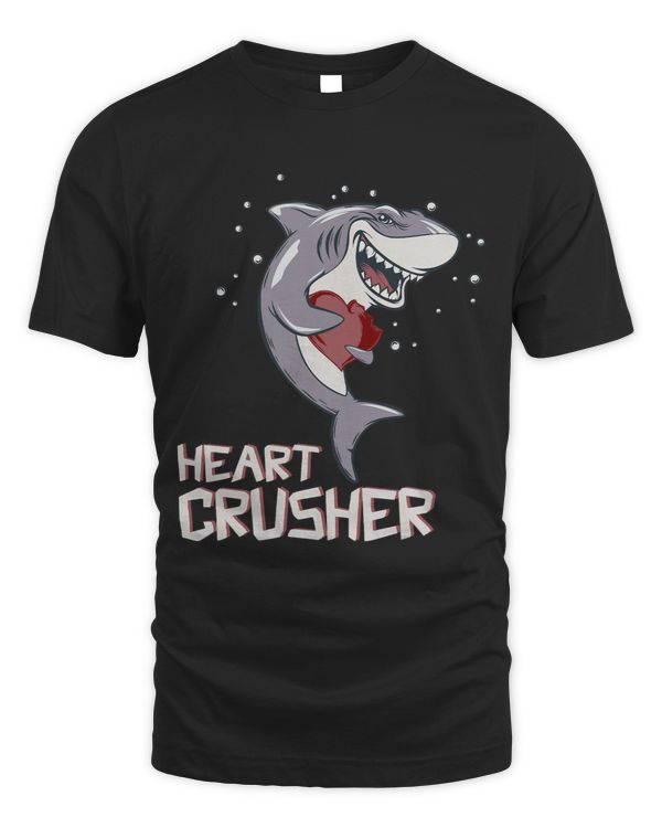 Heart Shark Crusher Valentines Day Cute V Day Boys Kids