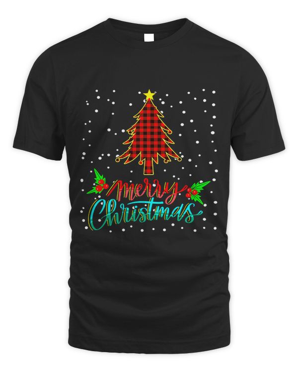 Buffalo Plaid Christmas Tree Shirt for Mom Dad and Kids 163