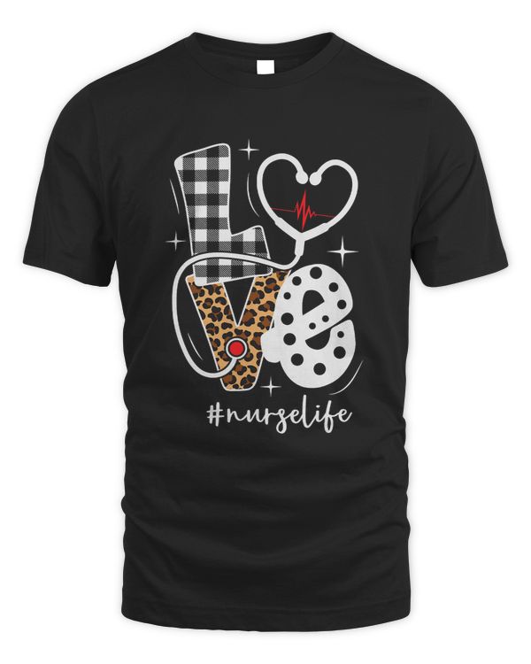 Buffalo Plaids Leopard Graphic Love Nurselife Profession 35