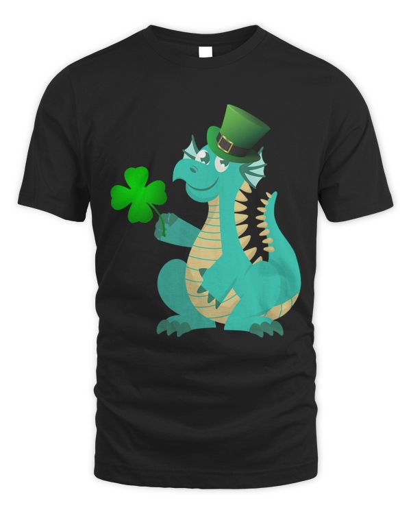 Saint Patricks Day Dragon Green Four Leaf Clover Leprechaun
