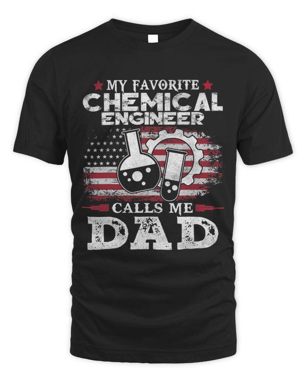 Mens Chemical Engineer Calls Me Dad USA Flag Fathers Day