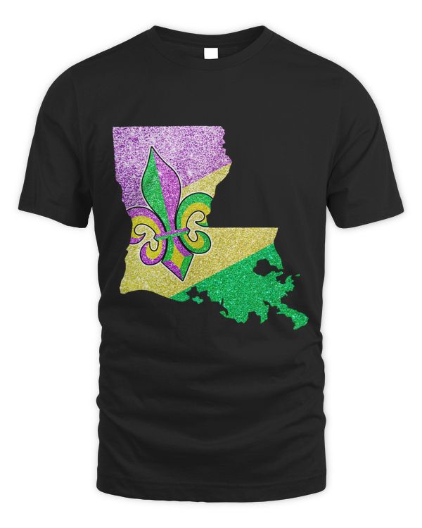 NOLA Louisiana Map Fleur de Lis NOLA Fat Tuesday Parade