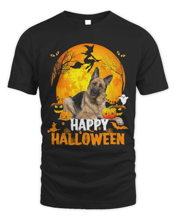 German Dog Happy Halloween Day With the Moon And Pumpkin 57