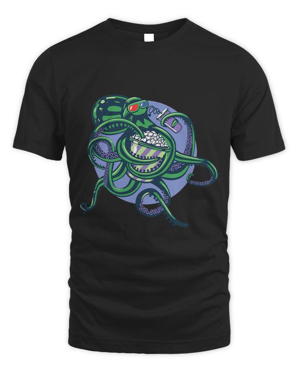 Octopus Watching A Movie Detailed Graphic Design