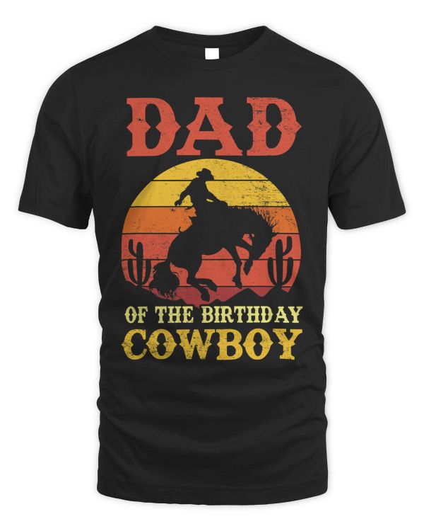 Mens Dad Of The Birthday Cowboy Shirt Western Rodeo Party 1st