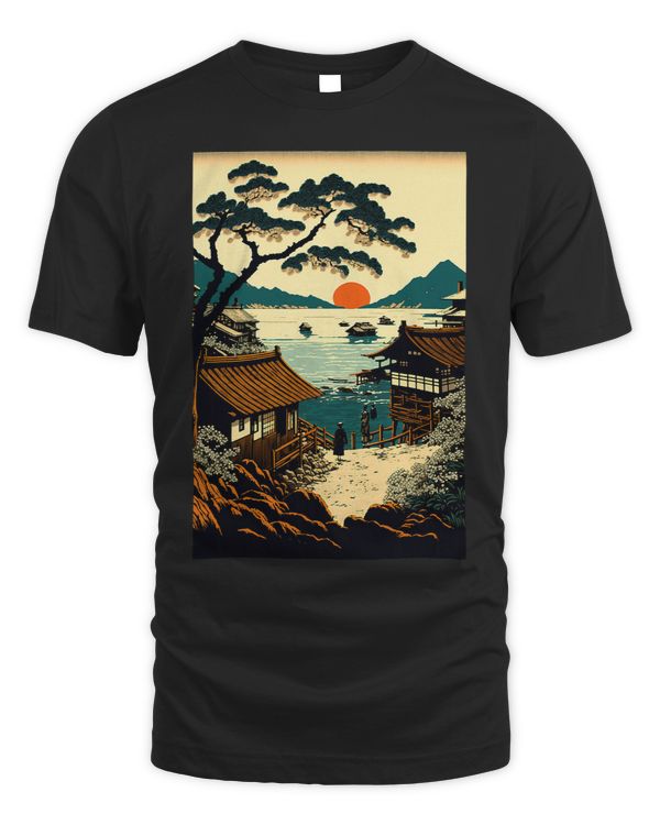 Japanese Art Ukiyoe Anime Manga Style Old View of Tokyo