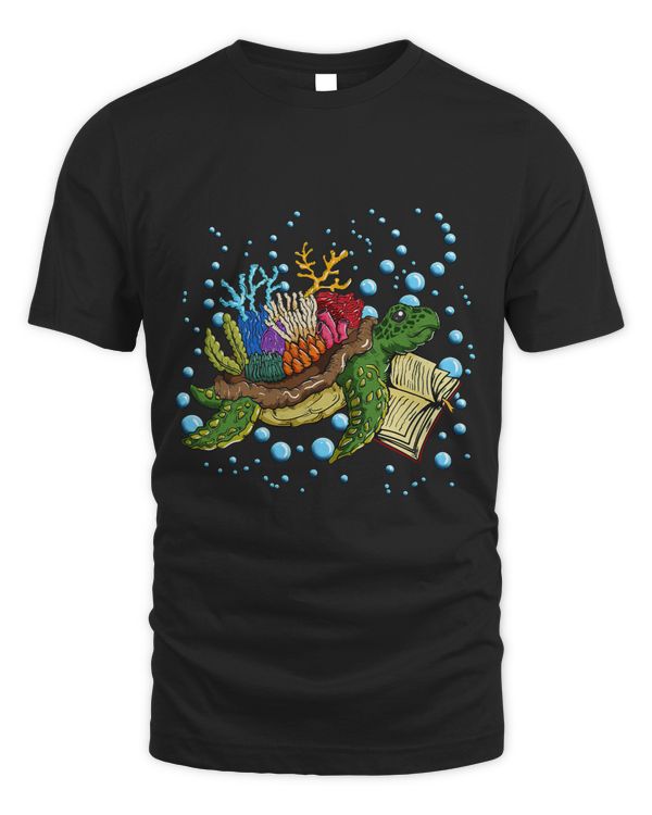 Old Wise Giant Tortoise Reading Book Coral Growth