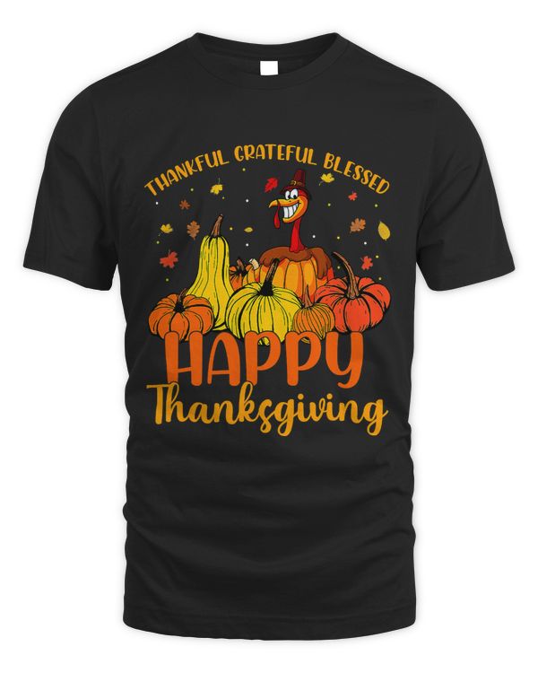 Thankful Grateful Blessed Happy Thanksgiving Pilgrim Turkey 49