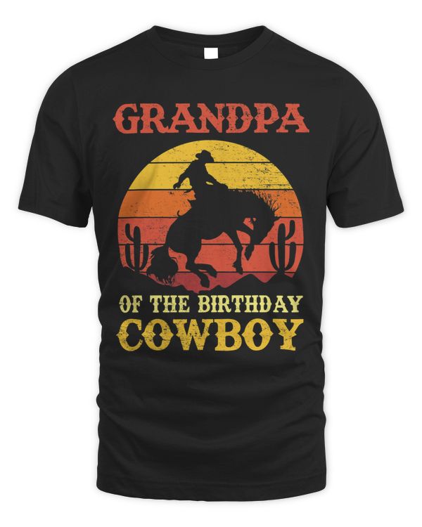 Mens Grandpa Of The Birthday Cowboy Shirt Western Rodeo Party 1st