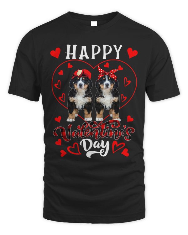 Happy Valentines Day Cute Hearts Shape Couple Bernedoodles