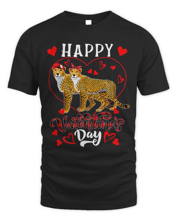 Happy Valentines Day Hearts Couple Cheetahs Zoo Animals