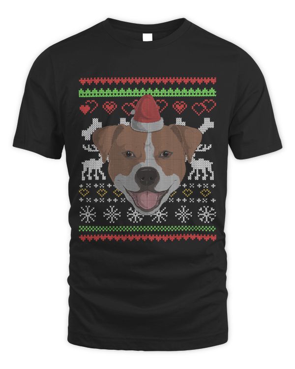 English Staffordshire Dog Santa Claus Ugly Christmas XMas