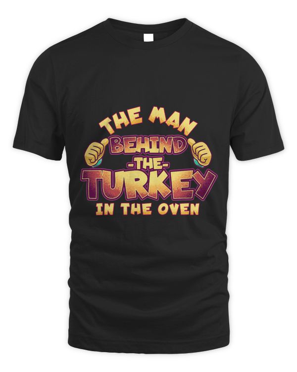 Mens Man Behind the Turkey in The Oven Thanksgiving Dinner