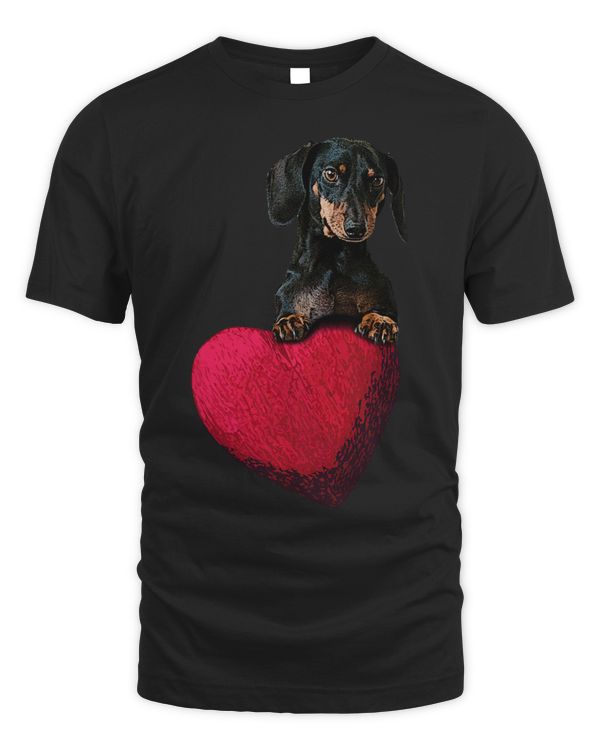 Shirt with Dachshund Dog and Heart Teckel Dog Motif