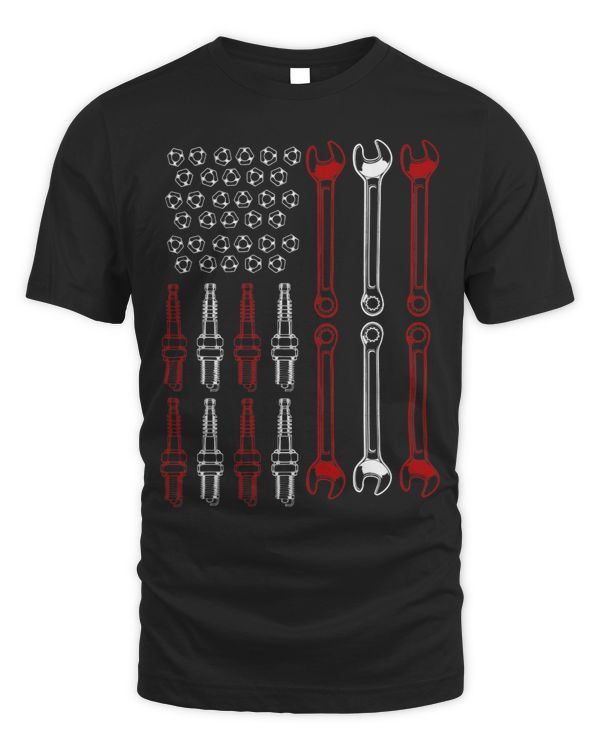 Mens Mechanics USA Flag Patriotism Wrench Screwdrivers