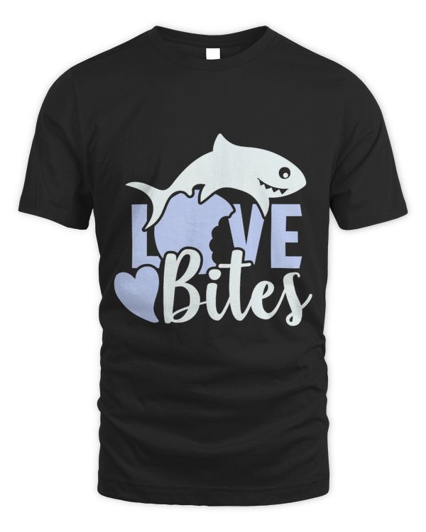 Love Bites Funny Valentines Shark Apple Bite Mom Dad Kids 2