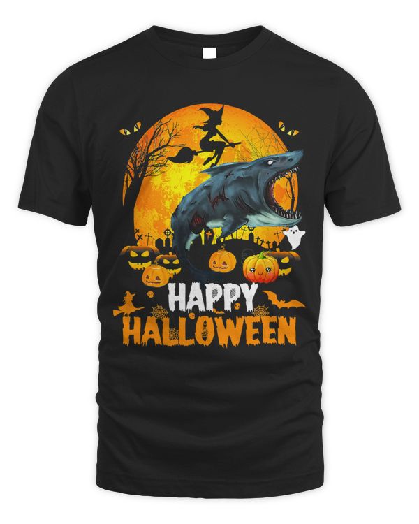 Shark Dog Happy Halloween Day With the Moon And Pumpkin 82