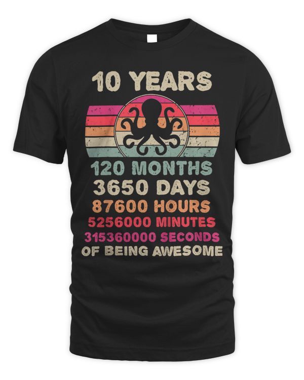 Kids 10 Year Old Octopus Tenth Octopus 10 Birthday Boy Girl