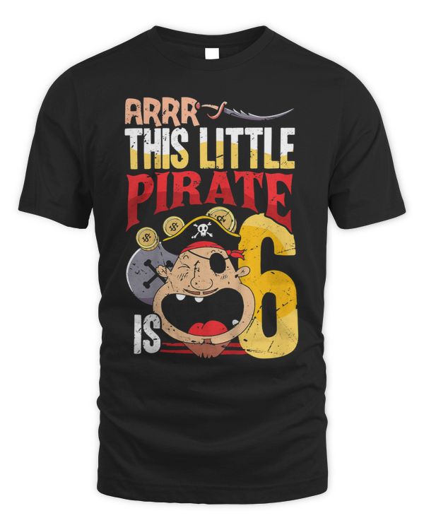 Kids 6th Birthday Funny Pirate Kid Turning Six Bday Party