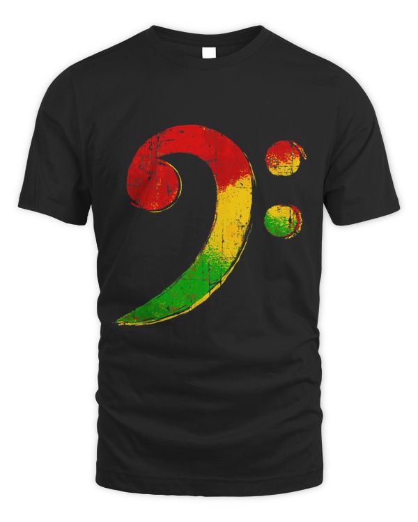 Mens Reggae Bass Clef Rasta Gift for Bassist Bass Player