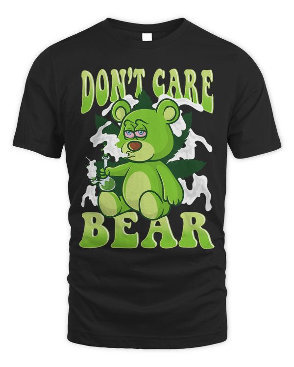 Stoned Bear Smoking Weed Holding Bong Dont Care Marijuana