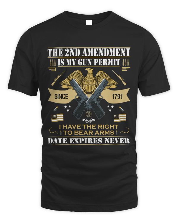 Pro Gun Second Amendment Is My Gun Permit USA American Flag