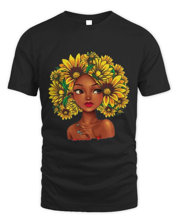 Black Girl Sunflower Hair Afro Natural