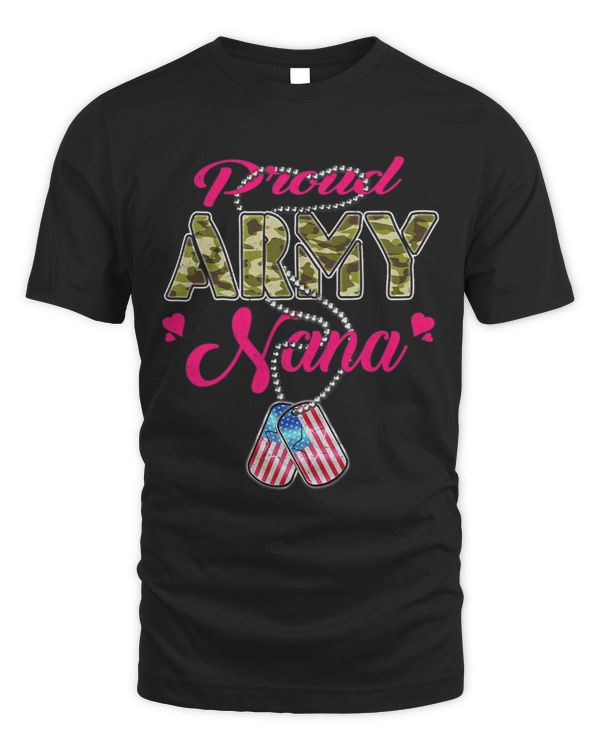 Proud Army Nana US Flag Camo Dog Tags Military Grandmother