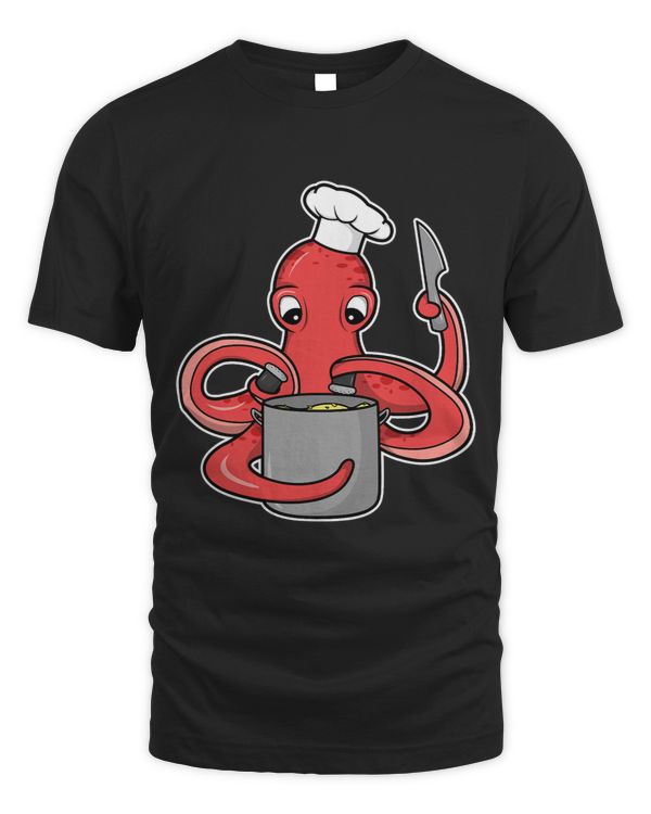 Octopus Cook Chef hat Cooking pot