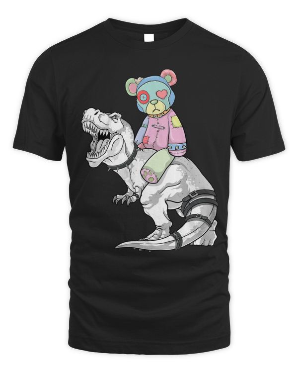Pastel Goth Teddy Bear Riding Dinosaur T Rex Japanese Anime