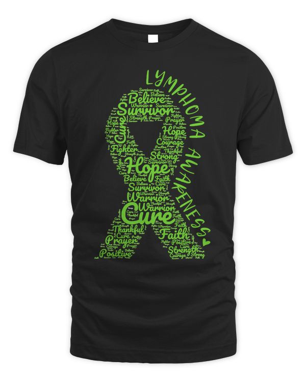 Lymphoma Awareness Lime Green Ribbon With Positive Words