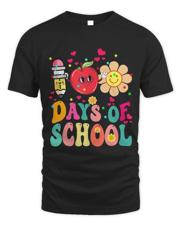 100 days of school groovy 100th day student sunflower apple