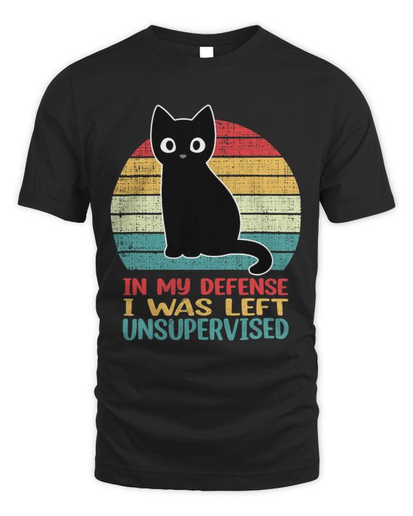 In My Defense I Was Left Unsupervised Retro Black Cat Lover