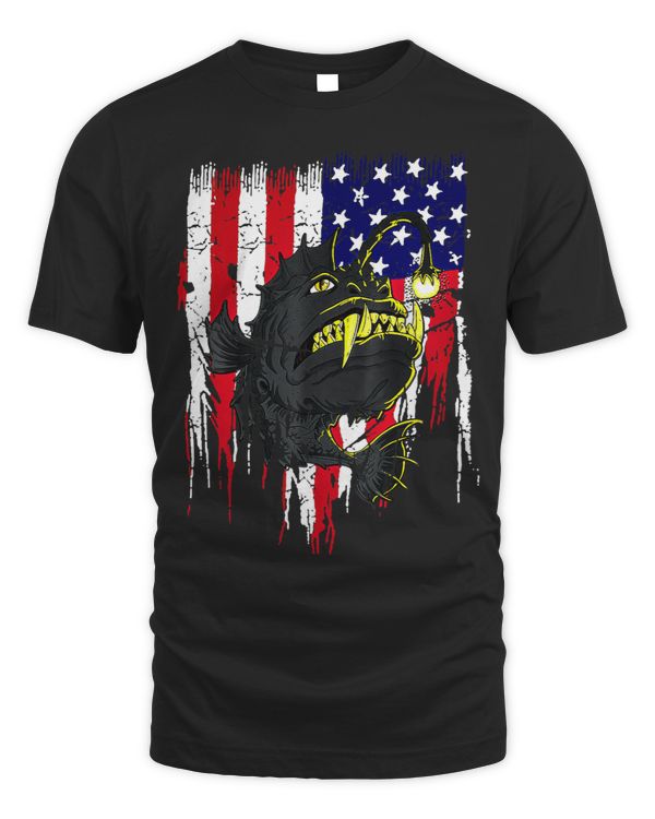 Angler Fish American Flag USA Awesome Design