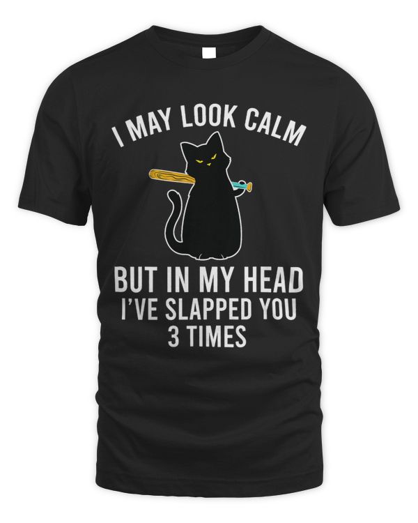 In My Head Ive Slapped You 3 Times Funny Black Cat Slap