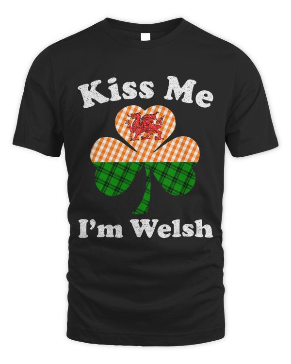 Buffalo Plaid Leaf Kiss Me Im Welsh Funny St Patricks Day