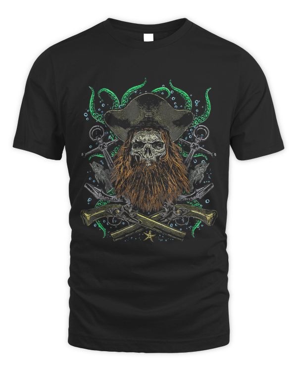 Blackbeard Pirate Captain Skull Caribbean Anchor Fish