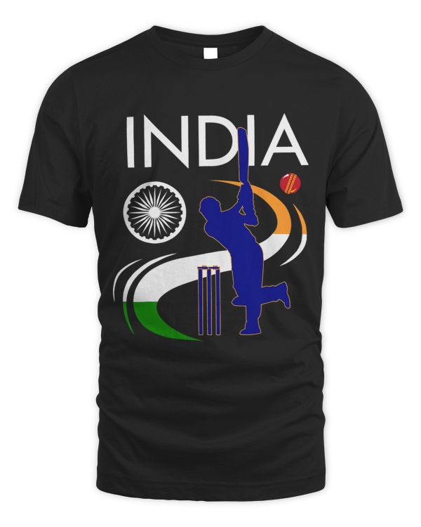 India Cricket With Indian Flag Brush Stroke