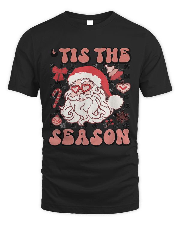 Retro Checkered Tis The Season Santa Claus Christmas Holiday 597