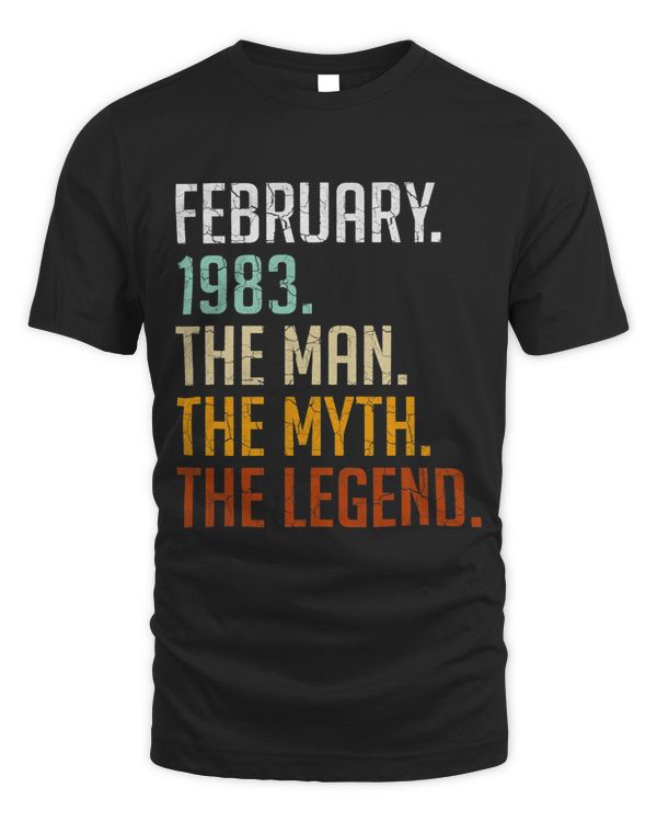 40th Birthday Gifts Vintage February 1983 Man Myth Legend