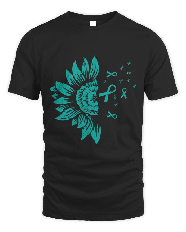 Sunflower Ovarian Cancer Teal Ribbon Cool Awareness Gifts