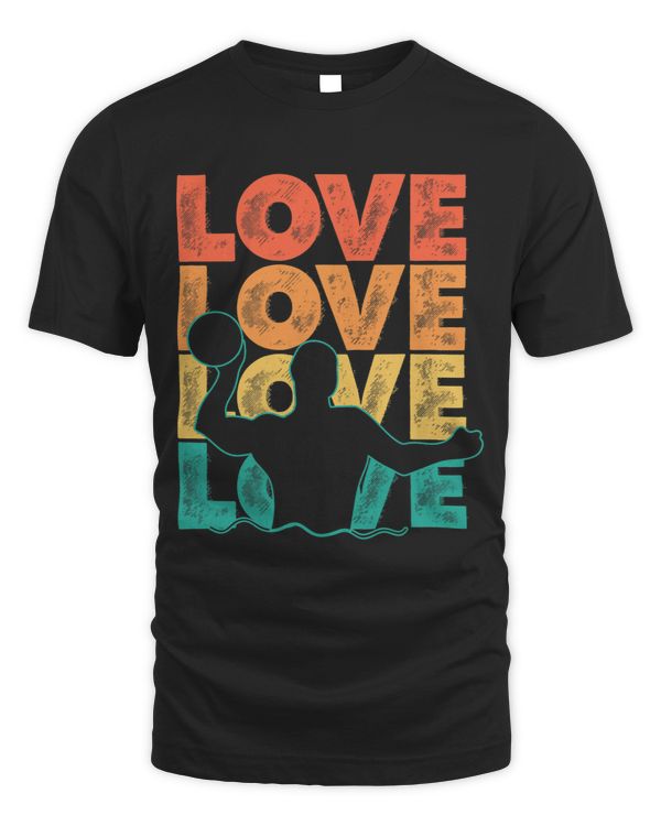 Retro Water Polo Player Love Word Theme Graphic Design