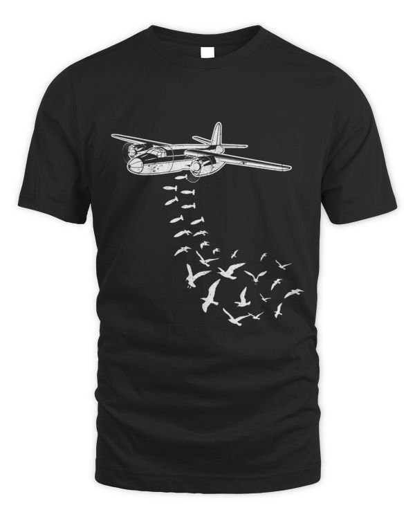 AntiWar Symbol Bomber Plane With Bombs Turning To Birds