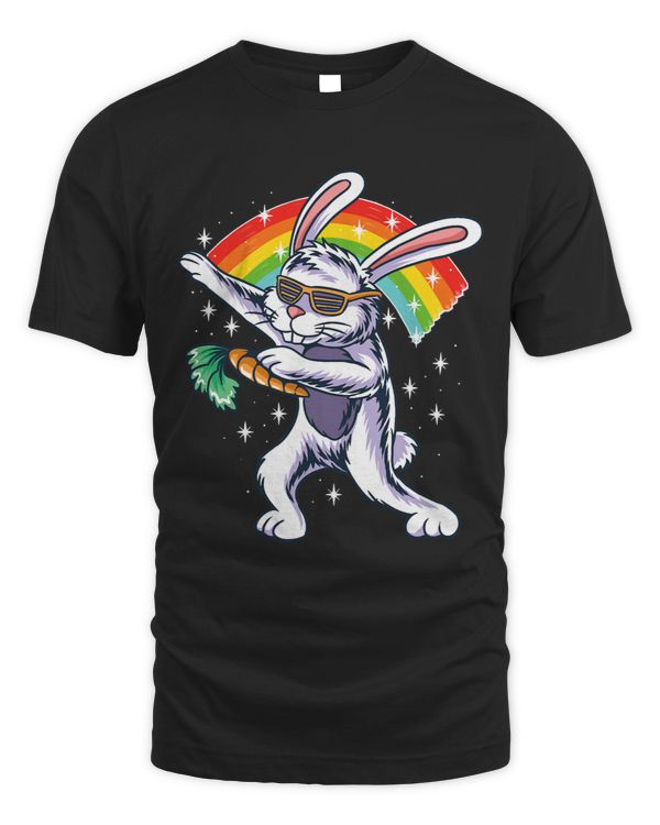 Bunny Dabbing Wearing Glasses and Carrying Carrots