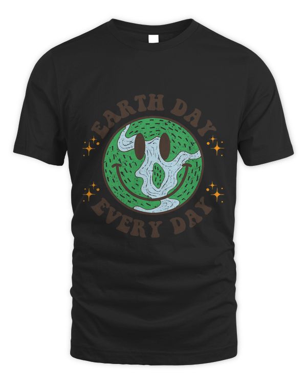 Hippie Earth Smile Face Retro Groovy Earth Day Everyday