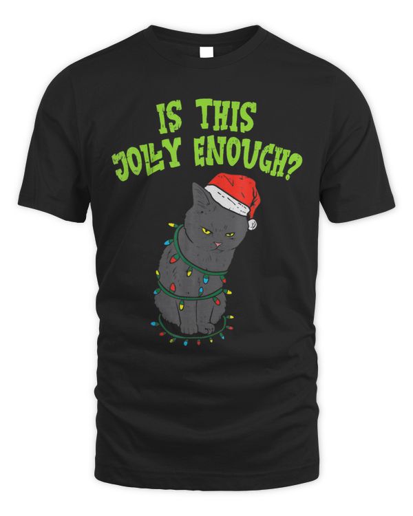 Is His Jolly Enough Black Cat Merry Christmas Ree Lights